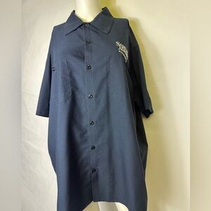 CORNER STONE BRAND  NAVY BLUE BUTTON DOWN SHIRT SAMUEL ADAMS BRANDED